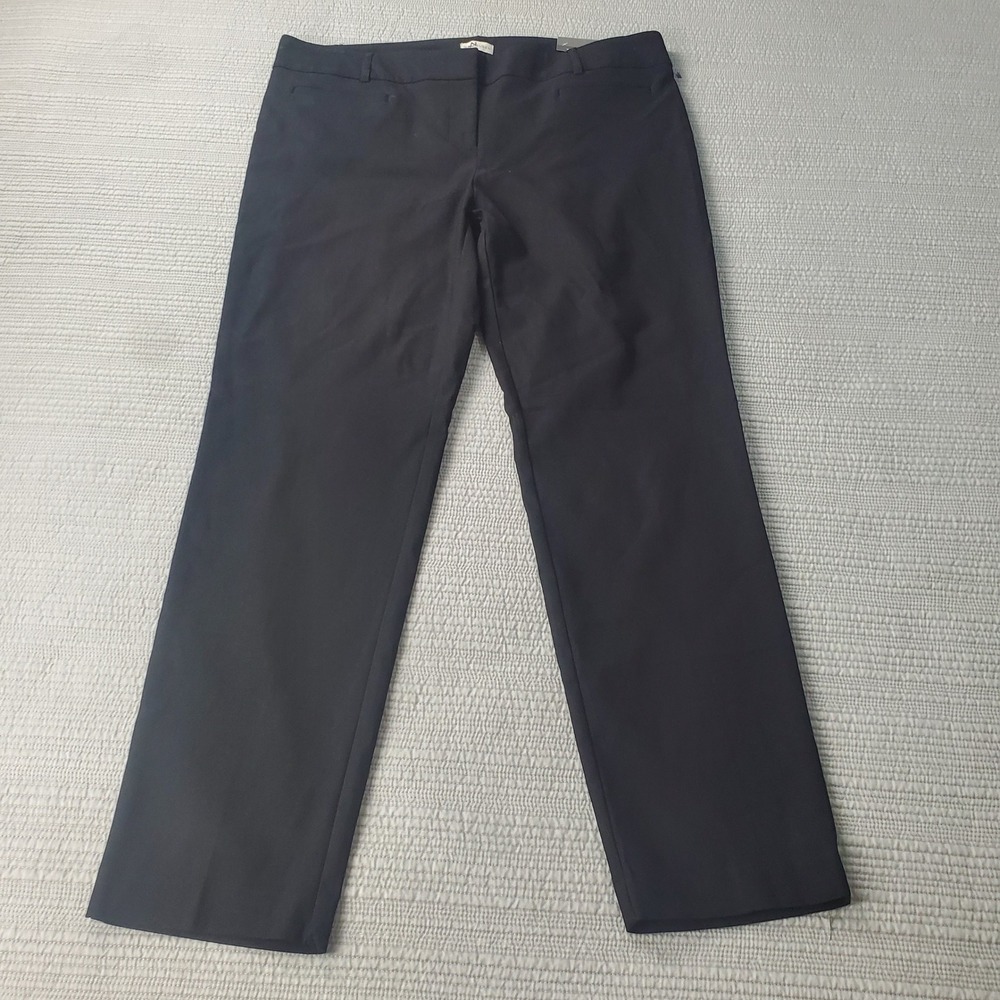 Van Heusen Dress Pants Womens 16 Black Super Stretch Straight Leg Trousers